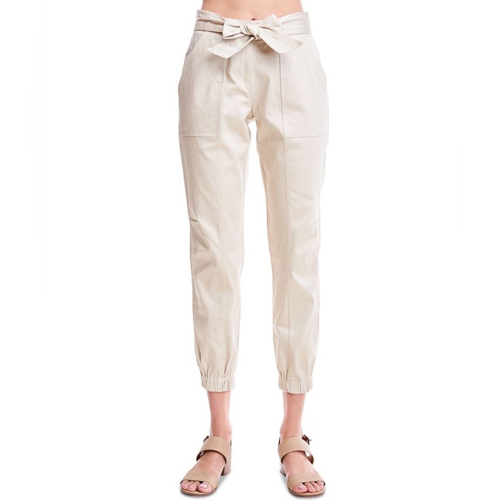 Fever Belted Jogger Pants in Beige